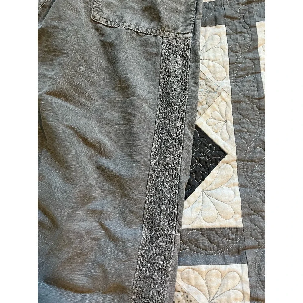 Sundance organia gray lace‎ trim linen blend pants size 16